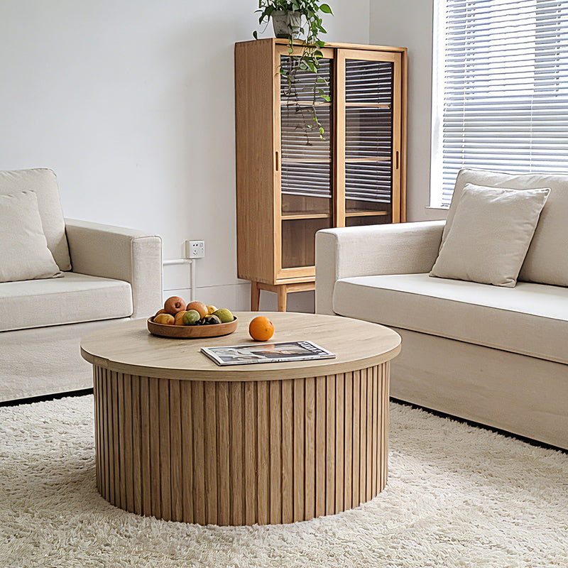 Muswells Round Lift-Top Coffee Table with Hidden Storage – Solid Wood Modern Multifunctional Tea Table