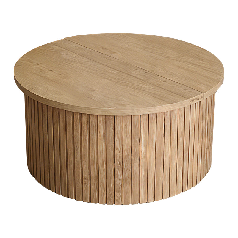Muswells Round Lift-Top Coffee Table with Hidden Storage – Solid Wood Modern Multifunctional Tea Table